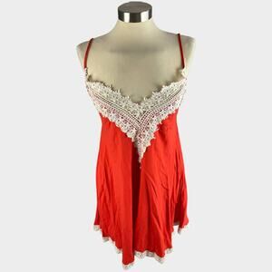 Honeylee Womens Coral Pink Orange Small Rayon Nightie Dress